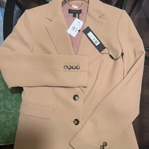 NWT Donna Karan New York  Classic Revival Tan Crepe Fully Lined Blazer Size 4